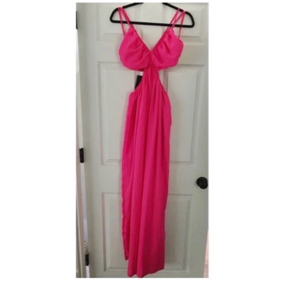 FASHION NOVA Hot Pink Cut Out Maxi Dress - Picture 6 of 8